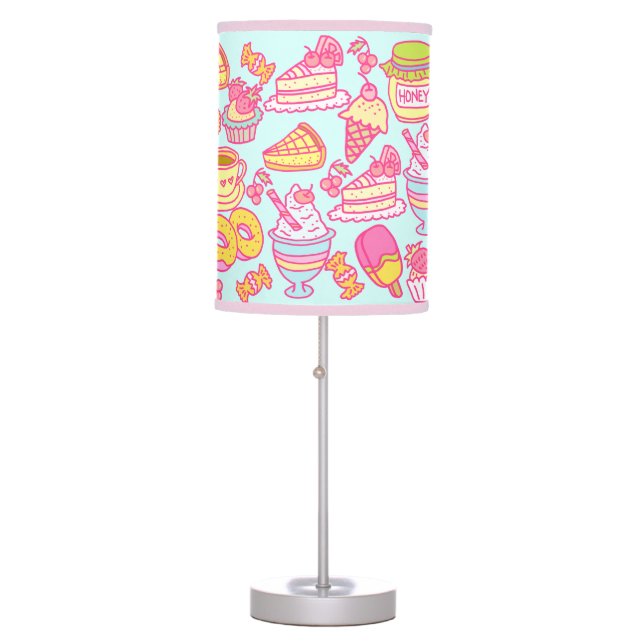 Sweet Bakery and Drinks Blue Table Lamp (Front)