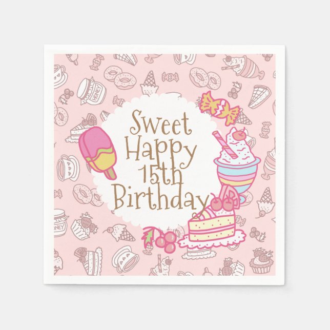 Sweet Bakery and Drinks Peach Napkins (Front)