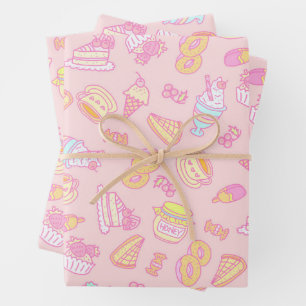 Sweet Bakery and Drinks Peach Wrapping Paper Sheets