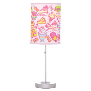 Sweet Bakery and Drinks Pink Table Lamp