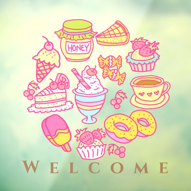 Sweet Bakery and Drinks  Welcome  Window Cling (Sheet 3)