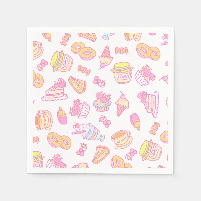 Sweet Bakery and Drinks White Napkins (Front)