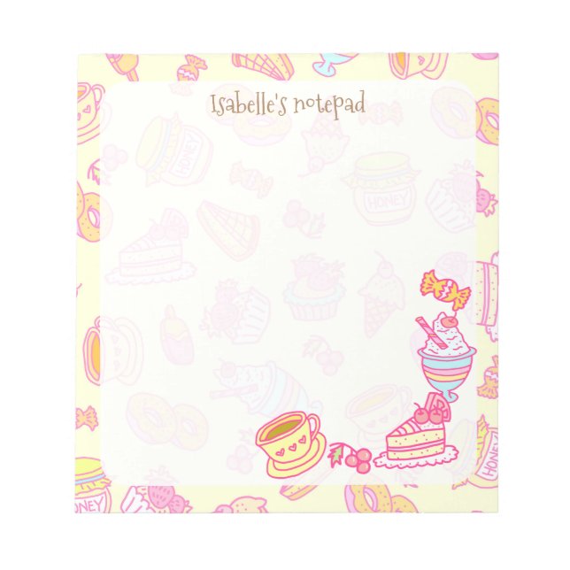 Sweet Bakery and Drinks Yellow Notepad (Front)