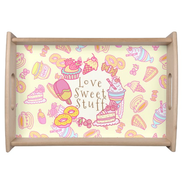 Sweet Bakery and Drinks Yellow Serving Tray (Front)
