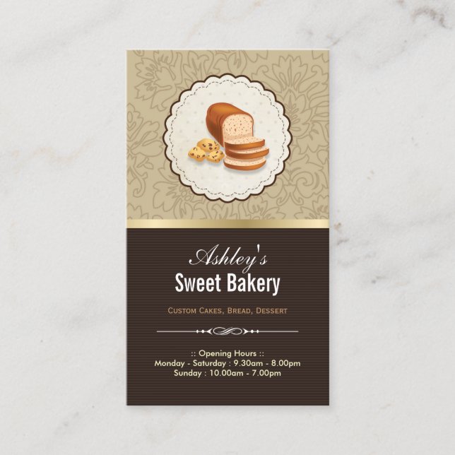 Sweet Bakery Boutique - Breads Donut Toast Dessert Business Card (Front)
