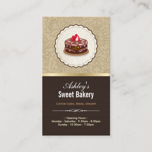 Customizable Sweet Bakery Boutique - Cakes Chocolates Pastry Business Card Templates