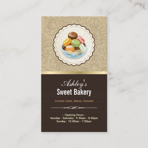 Customizable Sweet Bakery Boutique - French Parisian Macaroons Business Cards