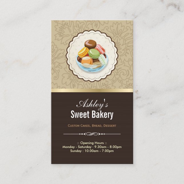 Sweet Bakery Boutique - French Parisian Macaroons Business Card (Front)