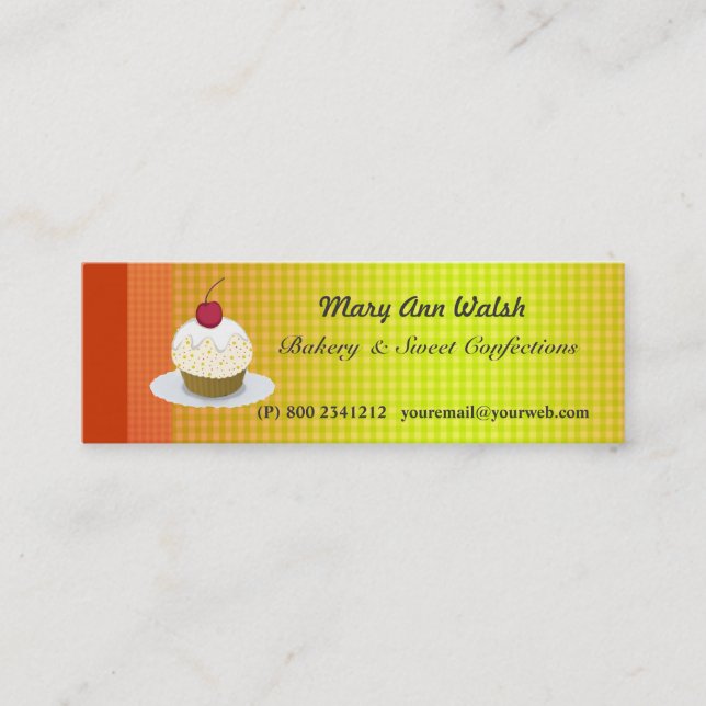 Sweet Bakery Cake Cupcakes & Confections Mini Business Card (Front)