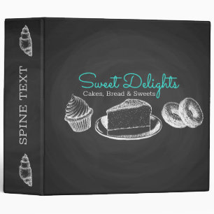 Sweet Bakery Chalkboard 3 Ring Binder