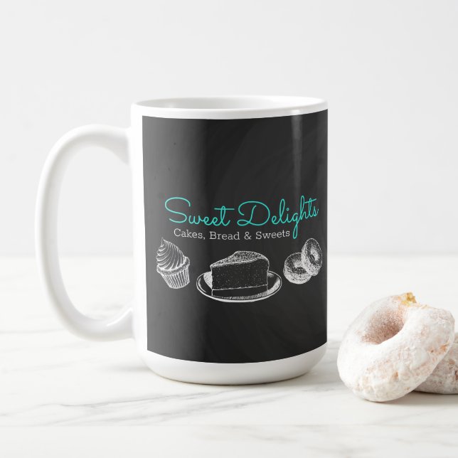 Sweet Bakery Chalkboard Branding Coffee Mug (With Donut)