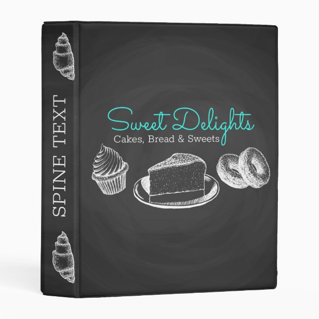 Sweet Bakery Chalkboard business Mini Binder (Front/Spine)