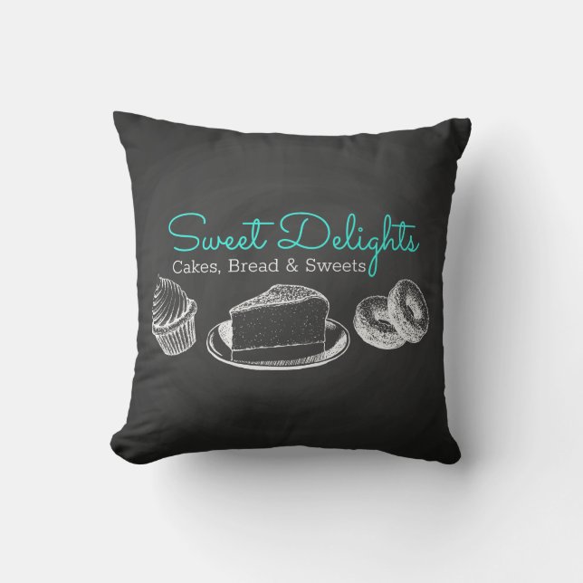 Sweet Bakery Chalkboard Business Throw Pillow (Front)