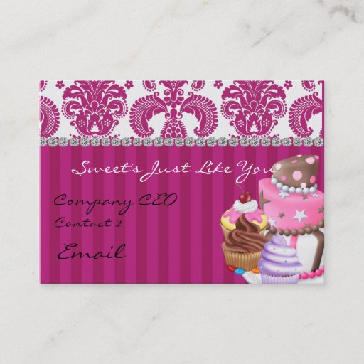 Customizable Sweet Bakery Damask Design  Business Card diamonds