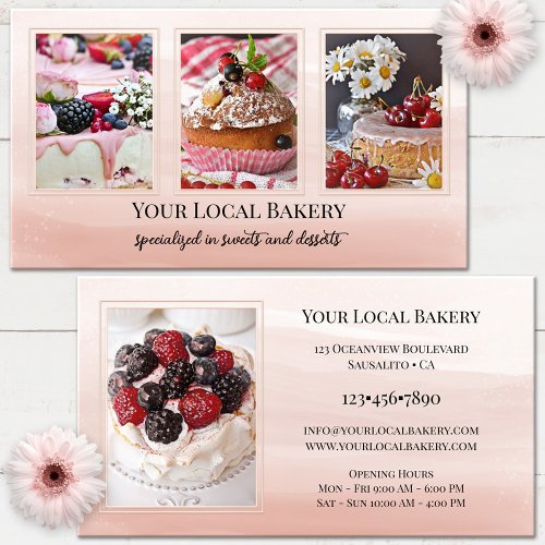 Sweet Bakery Dessert Photo Business Card