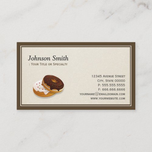 Sweet Bakery Donuts Baker - Simple Professional Business Card Template