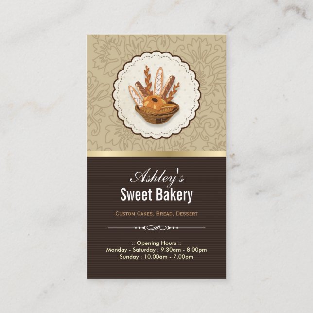 Sweet Bakery Shop - Breads Rolls Cupcakes Dessert Business Card (Front)