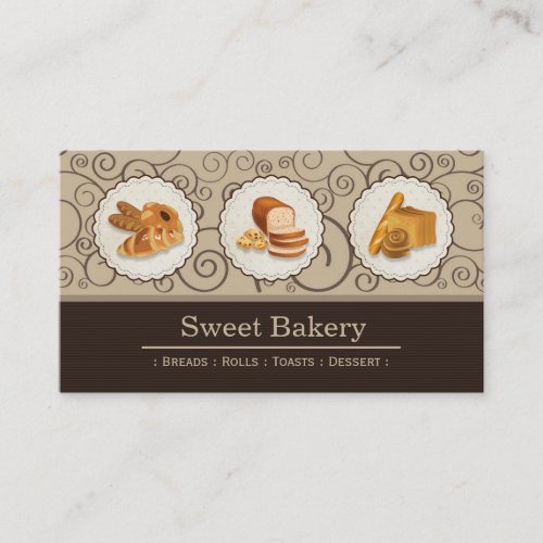 Sweet Bakery Shop _ Breads Rolls Toasts Dessert Business Card