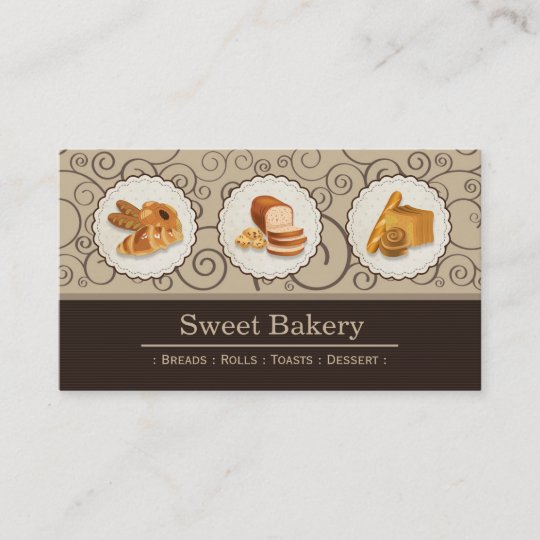 Sweet Bakery Shop Breads Rolls Toasts Dessert Business Card
