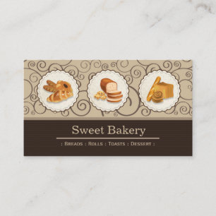 Sweet Bakery Shop - Breads Rolls Toasts Dessert Business Card