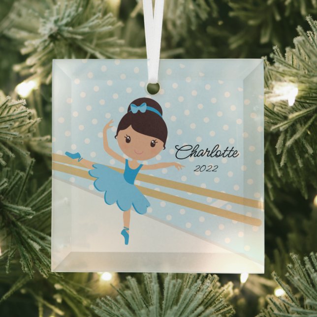 Sweet Ballerina Ballet Dance Christmas Glass Ornament (Insitu)