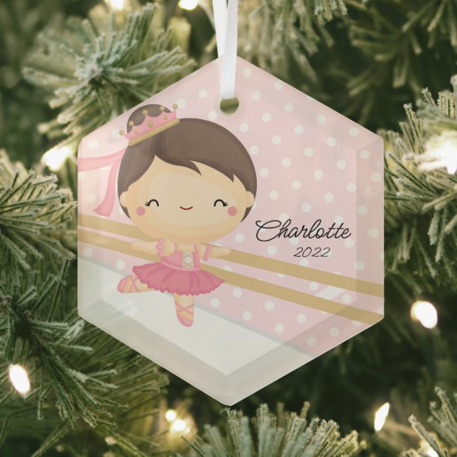 Sweet Ballerina Ballet Dance Glass Ornament (Insitu)
