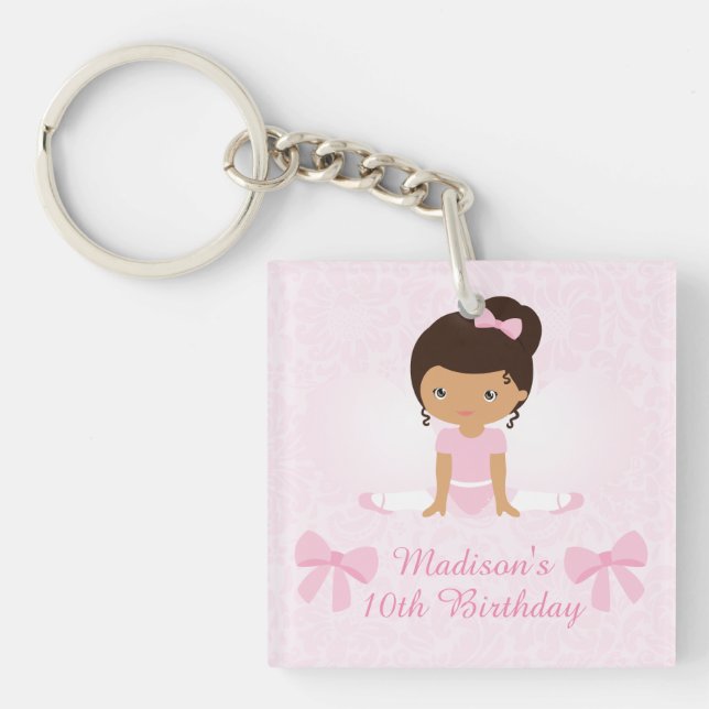 Sweet Ballerina Birthday Party Personalized Keychain (Front)