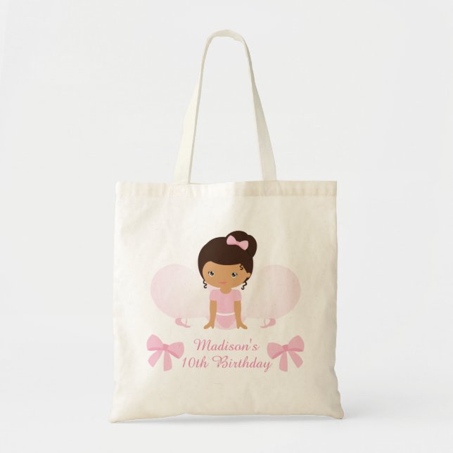 Sweet Ballerina Birthday Party Personalized Tote Bag (Front)