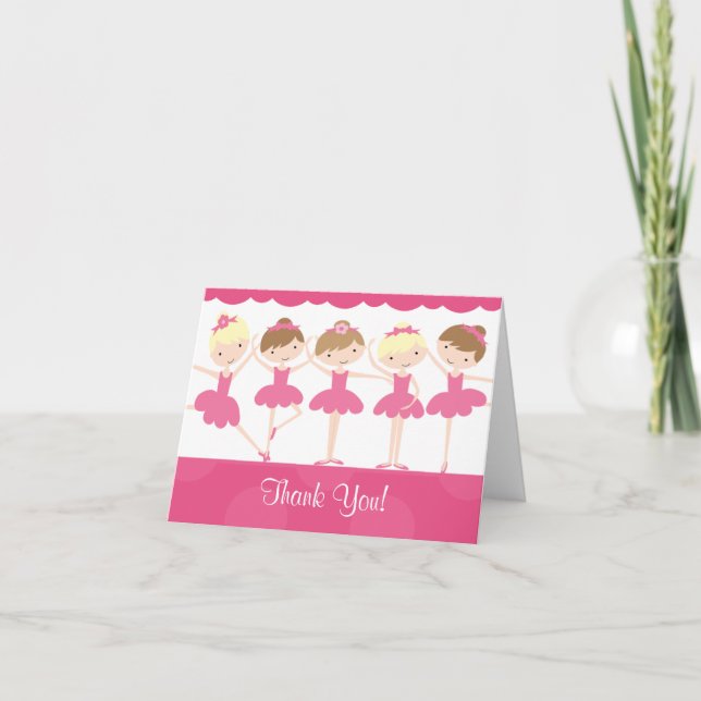 Sweet Ballerina Dance Birthday Thank You Note (Front)