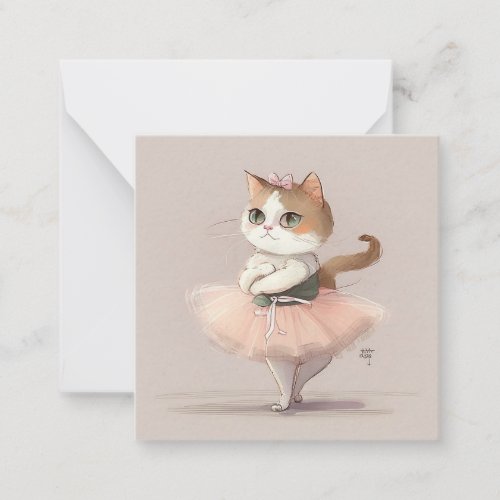 Sweet ballerina kitty note card