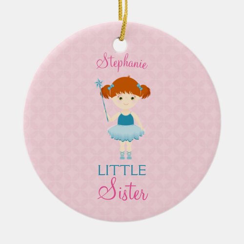 Sweet Ballerina Little Sister Ceramic Ornament