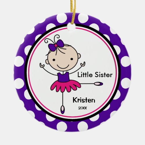 Sweet Ballerina Little Sister Christmas Ornament