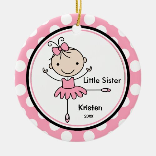 Sweet Ballerina Little Sister Christmas Ornament