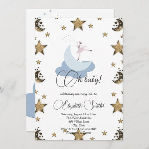 Sweet ballerina moon, baby shower invitation