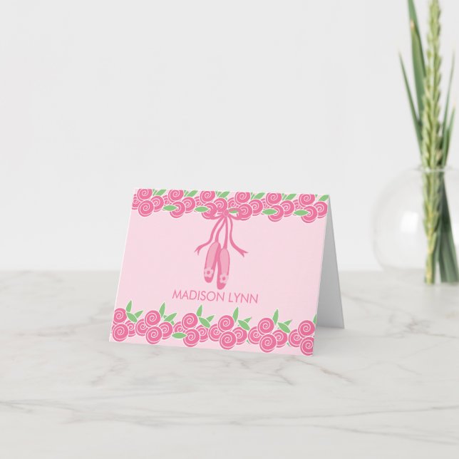 Sweet Ballerina Slipper Thank You Note Card (Front)