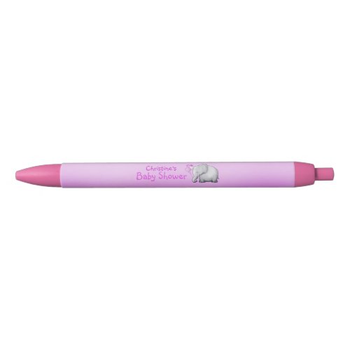 Sweet Balloons Elephant Pink Baby Girl Shower Black Ink Pen