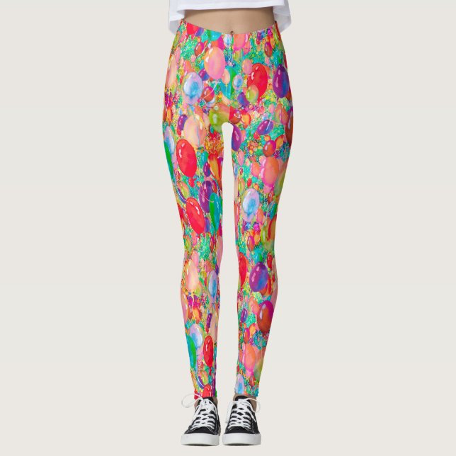 sweet balloons multicolor red leggings (Front)