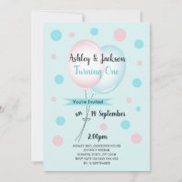 Sweet Balloons (Pink Green) Birthday Invitation