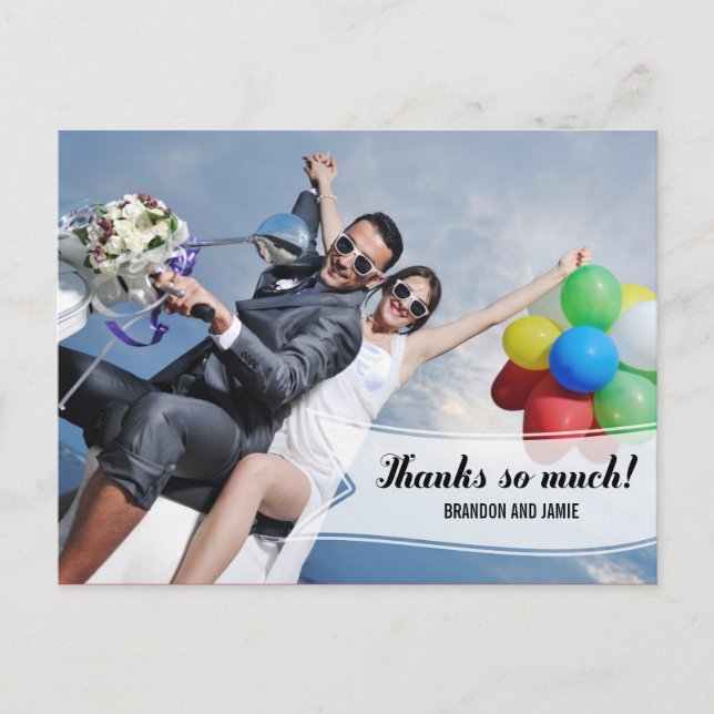 Sweet Banner Wedding Thank You Card (Front)