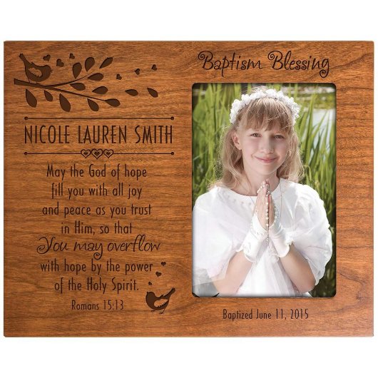 Sweet Baptism Blessing Cherry Picture Frame (Front)