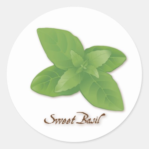 Sweet Basil Herb Round Sticker