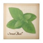 Sweet Basil Herb Tile<br><div class="desc">Sweet Basil , a very popular herb, aromatic leaves season pasta dishes, pesto, salads, soups, meats, poultry, Italian and Asian cuisines. See more products with this design in this store's Herbs and Spices Category/ Sweet Basil. Just click my store link or icon and scroll to find them. Visit my other...</div>