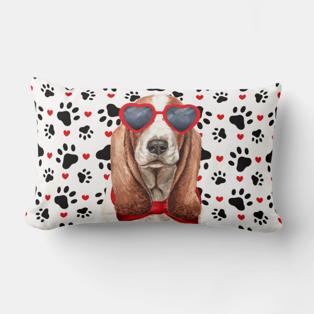 Sweet Basset Hound Love for Dog Lovers Lumbar Pillow (Front)