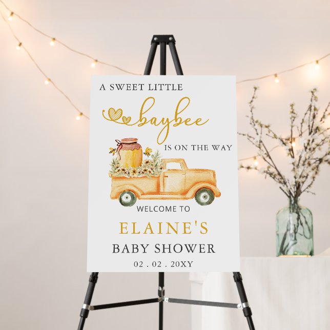 Sweet Baybee Honeybee Baby Shower Welcome Sign (In Situ (Stand))