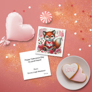 Sweet Be Mine Fox Classroom Valentine Note Card