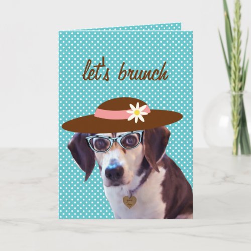 Sweet Beagle Dog with Hat and Granny Glasses Card