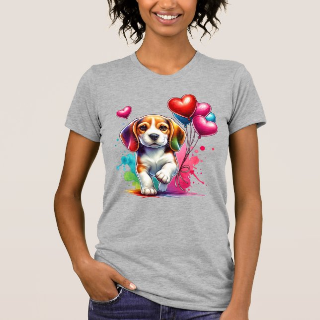Sweet Beagle Pup Valentine T-Shirt (Front)