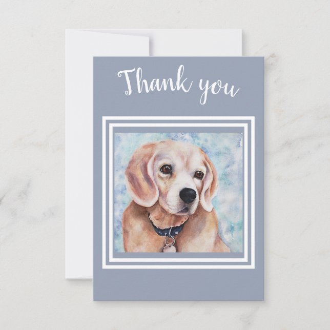 Sweet Beagle Puppy Thank You Card (Front)