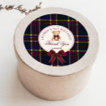 Sweet Bear 1st Birthday Polo Teddy Bear Plaid Classic Round Sticker
