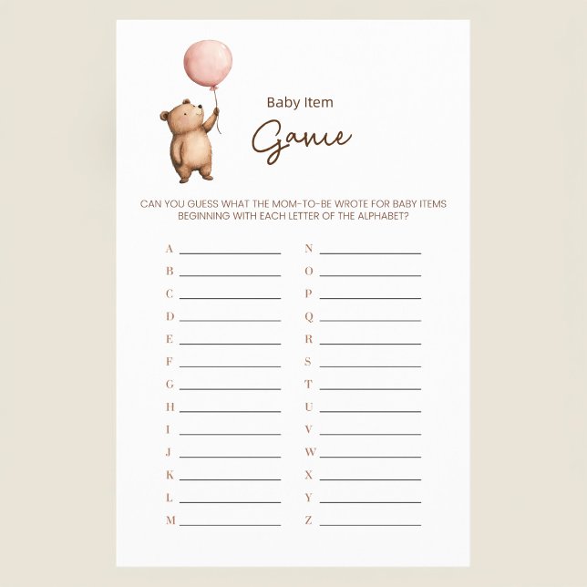 Sweet Bear Baby Shower Game Guessing Activity Flyer (Creator Uploaded)